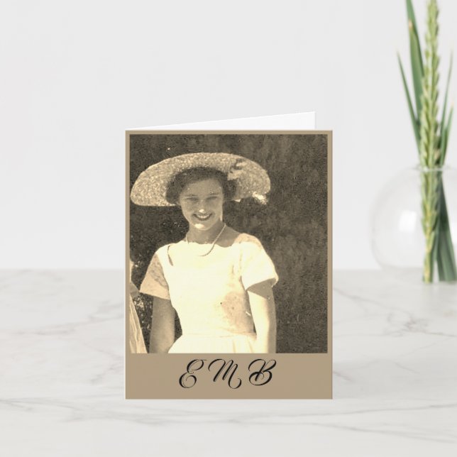 80th   Elegant Photo Vintage Monogram Birthday Invitation (Front)