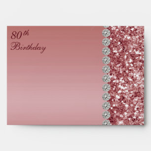 80th Elegant Rose Gold Birthday Envelope