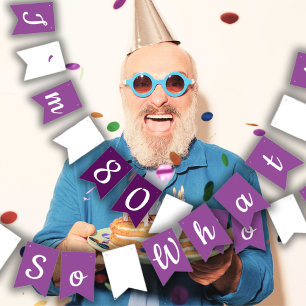 80th Funny and Motivational Birthday Party Bunting Flags