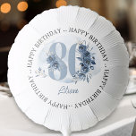 80th Happy Birthday Coastal Blue Floral Number 80 Balloon<br><div class="desc">80th birthday balloon with fully editable wording to personalize as you wish. Design features number 80 decorated with rose buds, flower blooms and foliage in shades of coastal blue and sand. Subtle feminine and elegant design with watercolor floral arrangements, paint splatters and brush strokes. Perfect for 80th birthday celebration with...</div>