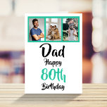 80th happy birthday Dad photo collage Card<br><div class="desc">Put a smile on a face with this awesome 80th birthday Dad photo collage card. Simply click ‘personalize’ to change the photos to your own.</div>