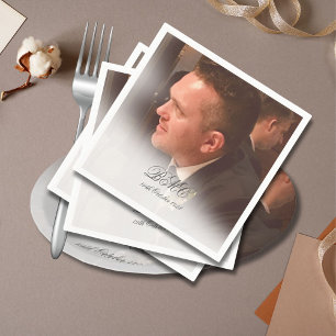 80th Male Birthday Simple Elegant Photo Napkin