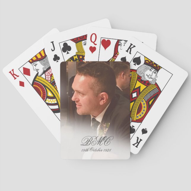 80th Male Birthday Simple Elegant Photo Playing Cards (Back)