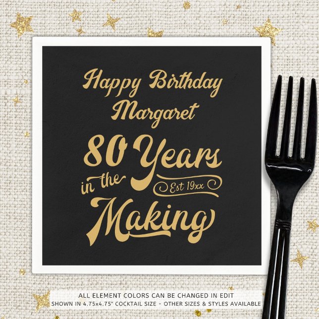80th or Any Birthday Retro Years in the Making Napkin (Creator Uploaded)