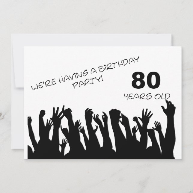 80th party invitation with cheering crowds (Front)