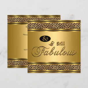 80th "Still Fabulous" Birthday Gold Leopard Image Invitation