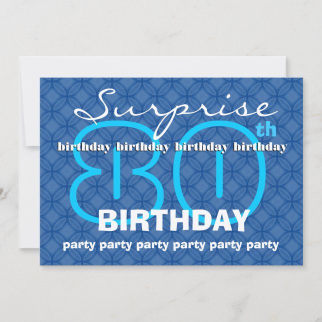 80th SURPRISE Birthday Modern Blue Circles W489 Invitation (Front)