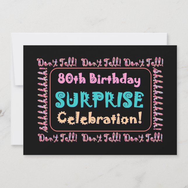 80th SURPRISE Birthday Party Invitation Template (Front)
