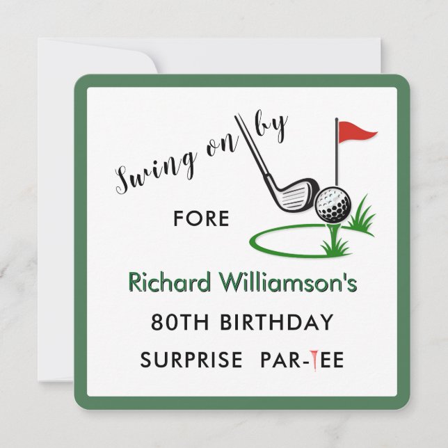 80th Surprise Birthday Party Men's Golf Theme Invitation (Front)