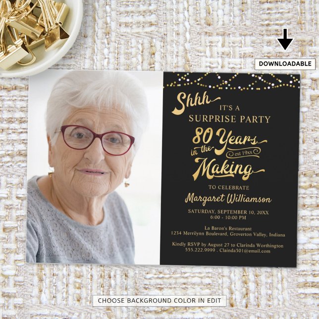 80th Surprise Birthday YEARS IN THE MAKING Photo Invitation (Creator Uploaded)
