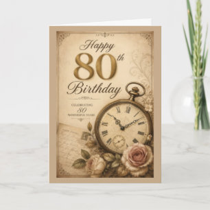 80th Vintage Birthday Card