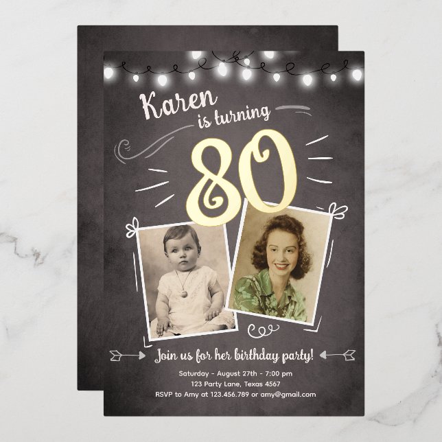80th Vintage Retro Photo Eighty Surprise Birthday (Front/Back)