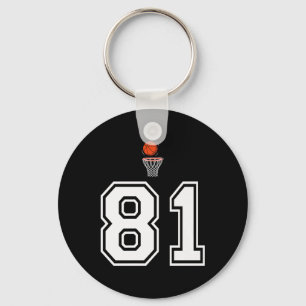 81 Number Basketball Style Vintage White Premium  Keychain