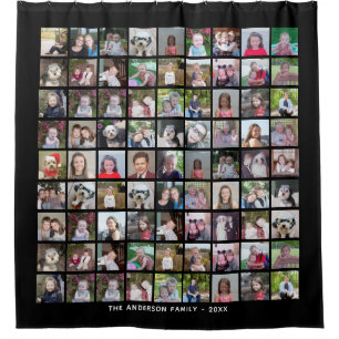 81 Square Photo Collage Grid with Text - black