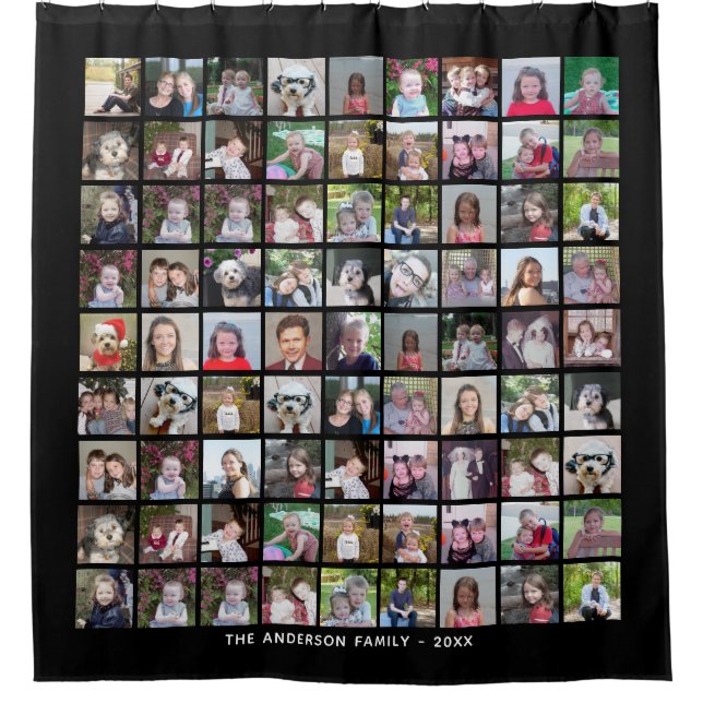 81 Square Photo Collage Grid with Text - black (Front)