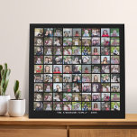 81 Square Photo Collage Grid with Text - black Faux Canvas Print<br><div class="desc">Use 81 SQUARE photos to create a personal photo collage. This modern, clean layout includes a text block in a san serif font to add a family name or a name. The background colour can be changed in the customize area. ***For best results for this multi photo layout - crop...</div>