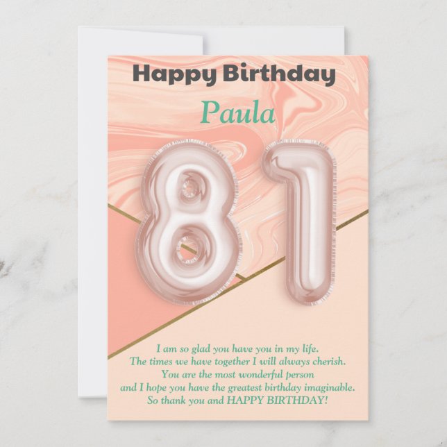 81 year old girls Happy Birthday card (Front)