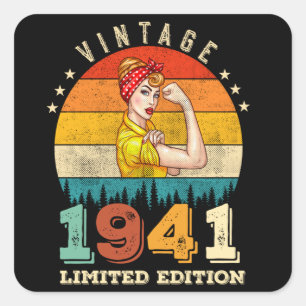 81 Year Old Women Bday 1941 Vintage 81st Birthday Square Sticker