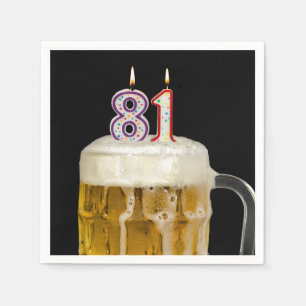 81st Birthday Beer on black Napkin