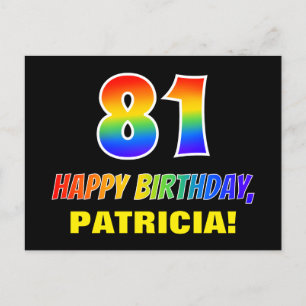 81st Birthday: Bold, Fun, Simple, Rainbow 81 Postcard