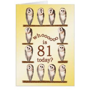 81st birthday, Curious owls card.