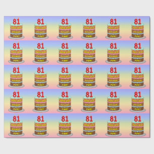 81st Birthday: Fun Cake and Candles + Custom Name Wrapping Paper