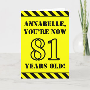 81st Birthday: Fun Stencil Style Text, Custom Name Card