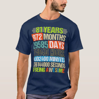 81st Birthday Gifts Funny Countdown 81 Yrs Old T-Shirt