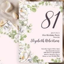 81st Birthday Invitation Blush Pink Floral Peonies