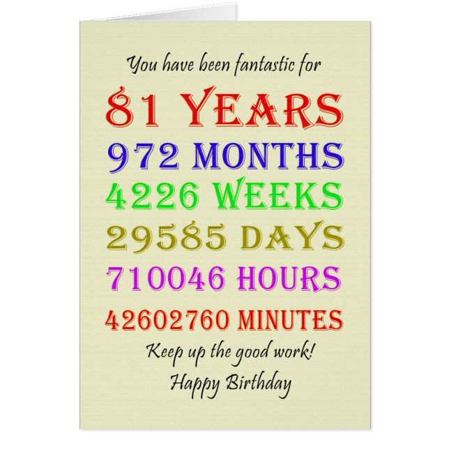 81st Birthday Milestones (Front)