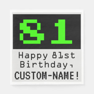 81st Birthday - Nerdy / Geeky Style "81" & Name Napkin