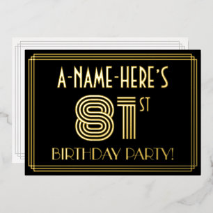 81st Birthday Party — Art Deco Style “81” + Name