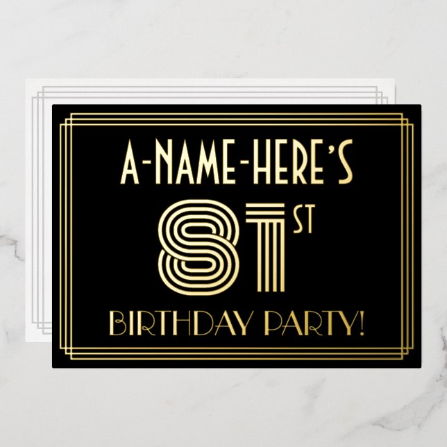 81st Birthday Party — Art Deco Style “81” + Name (Front/Back)