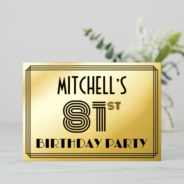 81st Birthday Party — Art Deco Style “81” & Name (Standing Front)