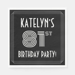 81st Birthday Party: Art Deco Style + Custom Name Napkin