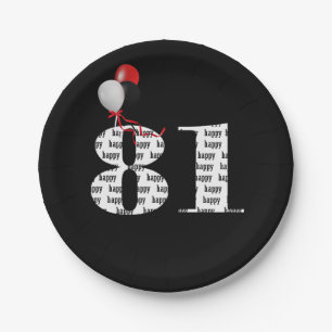 81st birthday party balloons paper plate