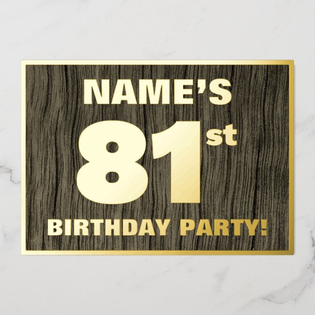 81st Birthday Party: Bold, Faux Wood Grain Pattern (Front)