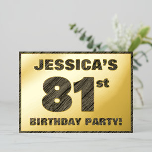 81st Birthday Party — Bold, Faux Wood Grain Text