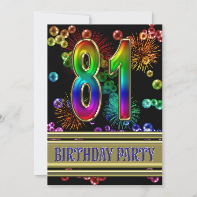 81st Birthday party Invitation with bubbles (Front)