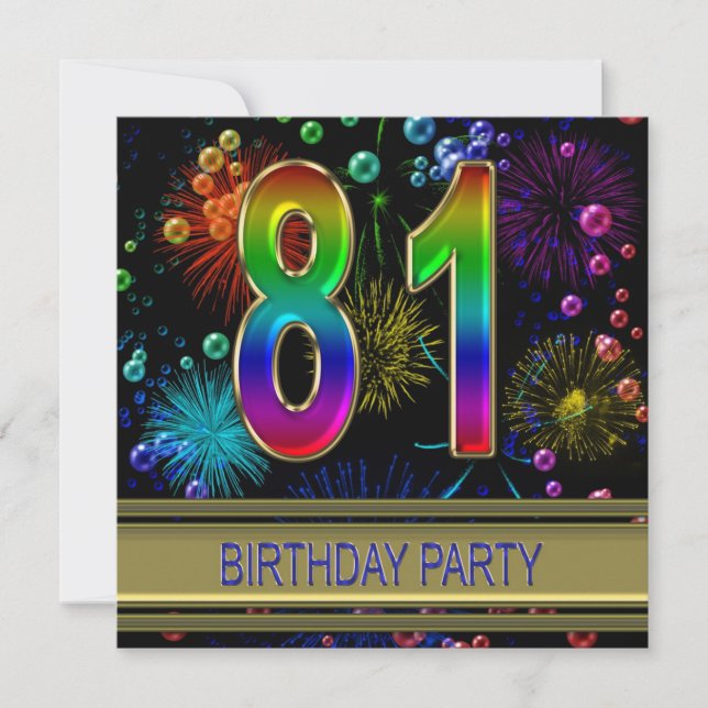 81st Birthday party Invitation with bubbles (Front)
