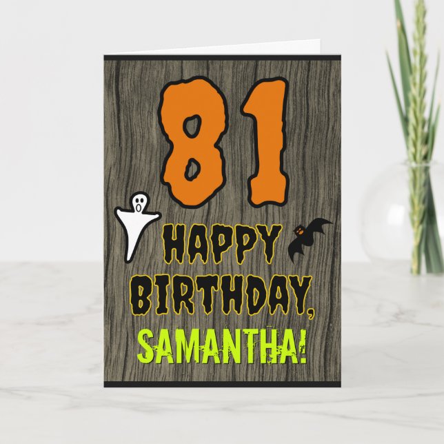 81st Birthday: Spooky Halloween Theme, Custom Name Card (Front)