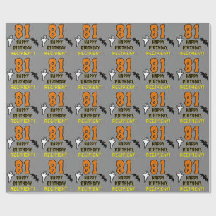 81st Birthday: Spooky Halloween Theme, Custom Name Wrapping Paper