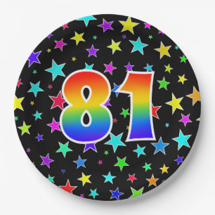 81st Event: Bold, Fun, Colorful Rainbow 81 Paper Plate