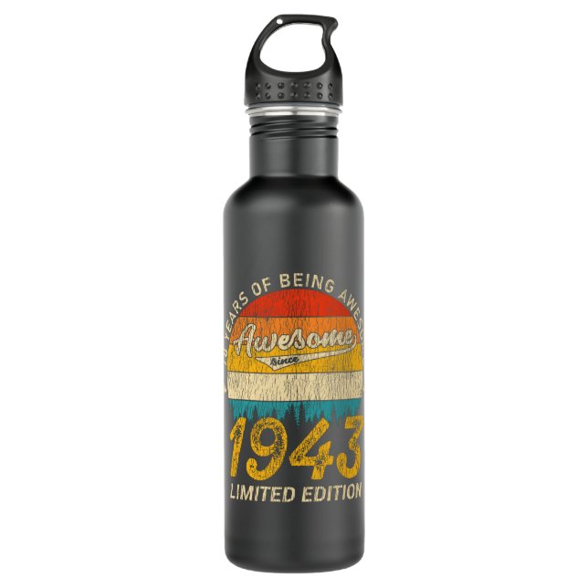 82 Year Old 1943 Retro Awesome 82nd Birthday Gift 710 Ml Water Bottle (Front)