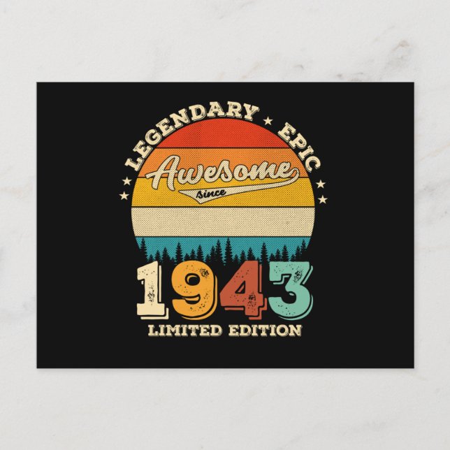 82 Year Old Bday 1943 Awesome 82nd Birthday Gift Postcard (Front)