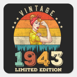 82 Year Old Bday 1943 Vintage 82nd Birthday Women Square Sticker