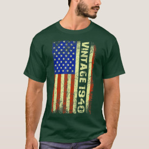 82 Year Old Gifts Vintage 1940 American Flag 82nd  T-Shirt