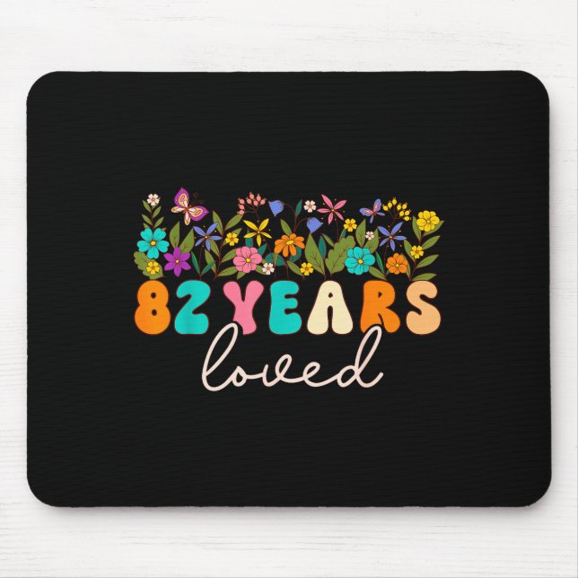 82 Years Loved Men Women 82 Years Old Groovy 82nd  Mouse Pad (Front)