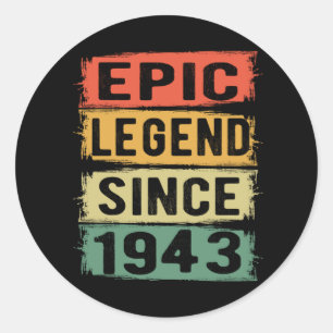 82 Years Old Bday 1943 Epic Legend 82nd Birthday Classic Round Sticker