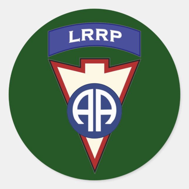 82d Airborne LRRP Recondo pocket patch Classic Round Sticker (Front)